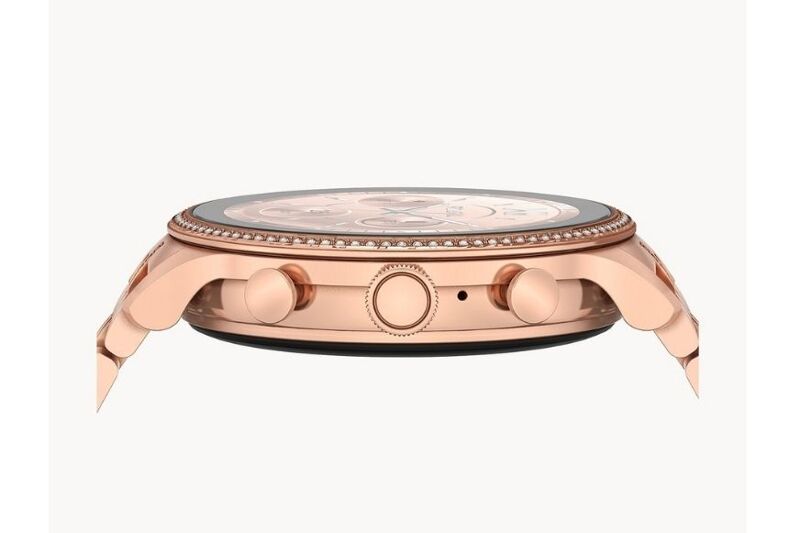 Man sieht die Fossil Gen 6 Smartwatch für Damen von der Seite.